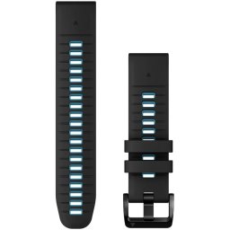 Curea ceas smartwatch Garmin, 22mm, QuickFit, Silicon, Black/Cirrus Blue