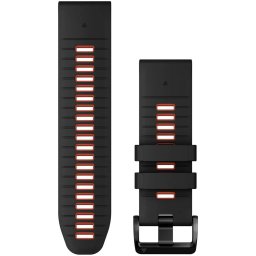 Curea ceas smartwatch Garmin, 26mm, QuickFit, Silicon, Black/Flame Red