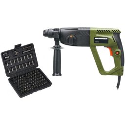 Set ciocan rotopercutor Heinner HR-PBF001, 620W, 1250 RPM, 6400 PPM, 2.2 J, 24 mm mandrina + trusa Heinner 100 Biti Chrome-Vanadium