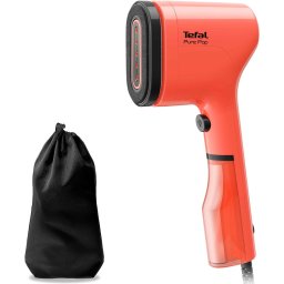 Aparat de calcat vertical cu abur Tefal Pure Pop DT2022E1, 1300W, abur variabil pana la 20g/min, recipient apa 70 ml detasabil, paduri reversibile, incalzire rapida 15 secunde, rosu