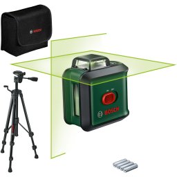 Nivela cu laser Bosch UniversalLevel 360 Set 0603663EZ1, proiecteaza o linie orizontala 360° si verticale la 120, cu autonivelare, domeniu masurare 24 m, precizie 0.4 mm/m, interval lucru +/- 4 grade, 1/4" filet stativ, Stativ din aluminiu de 1,5 m, Mult