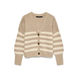VERO MODA Geacă tricotată 'VMLEA' ecru / gri taupe