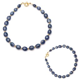 Bratara Safir Albastru Natural Oval 4-6 x 4-5 mm - Diametru 55 mm - Cristalul Straucirii si Intelepciunii Divine - Accesorii de Gold Fiilled
