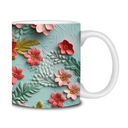 Cana cu flori 3D roz si rosii