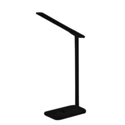 Lampa de birou LED neagra, multifunctionala, pliabila cu incarcator wireless, moderna, pentru dormitor, birou si living