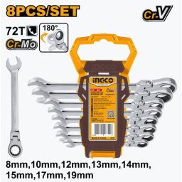 Trusa de Chei Combinate 8-19mm cu Clichet si Cap Flexibil , Precizie si Durabilitate