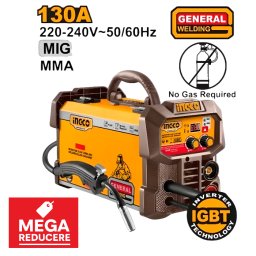 Aparat de Sudura Invertor MIG MMA 130A INGCO , Tehnologie IGBT, Sudura fara gaz si cu electrod