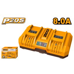 Incarcator Dublu INGCO 20V 8Ah Compatibil P20S 2 Sloturi