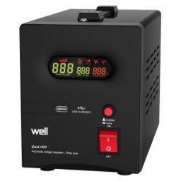 Stabilizator Automat de Tensiune cu Releu 1500VA / 900W, Negru, Well