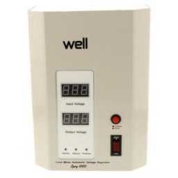 Stabilizator Automat de Tensiune cu Servo Motor Montabil pe Perete, 1000VA / 600W, Alb, Well