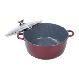 Cratita din Aluminiu, cu Ceramica, cu Capac din Sticla, pentru Prepararea Gemului, Sosului din Tomate, 28cm, 6.5 litri, Grunberg