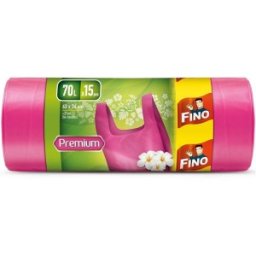 Saci Menajeri Premium Fino, Colorati si Parfumati, cu Manere, 70 l, 15 Bucati