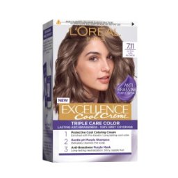 Vopsea de Par Permanenta cu Amoniac L'Oreal Paris Excellence Cool Creme 7.11 Ultra Ash Blonde, 192 ml