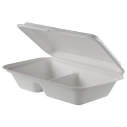 Caserole Biodegradabile, Compostabile 2 Compartimente, Albe 23x15 cm, 25 buc