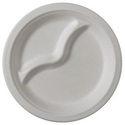 Farfurii Biodegradabile, Compostabile, 2 Compartimente, Rotunde, Albe, 22 cm, 50 buc