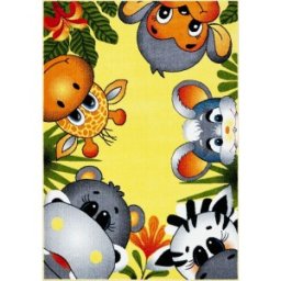 Covor pentru Copii, Kolibri Animalute 11058, Galben, 80x150 cm, 2200 gr/mp