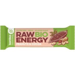 Baton Energizant Bio, Raw Energy, cu Arahide si Cacao 50 g Bombus