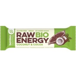 Baton Energizant Bio, Raw Energy, cu Nuca de Cocos si Cacao 50 g Bombus