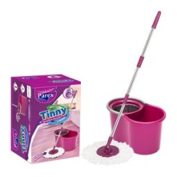 Set Curatenie Parex Tinny, Galeata cu Mop Rotativ , 17 litri, Roz