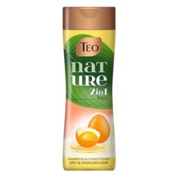 Sampon Teo Nature 2 in 1 Egg, pentru Par Uscat si Deteriorat, cu Ou, 350 ml