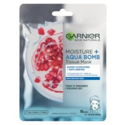 Masca Servetel Garnier Skin Naturals Moisture Aqua Bomb, cu Rodie, 32 g
