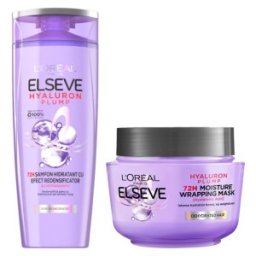 Pachet Sampon 400 ml si Masca 300 ml, L'Oreal Paris Elseve Hyaluron Plump pentru Par Deshidratat