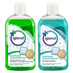 Pachet 2 x Dezinfectant Universal Multisuprafete Igienol Pine, 1 l si Igienol Eucalipt, 1 l