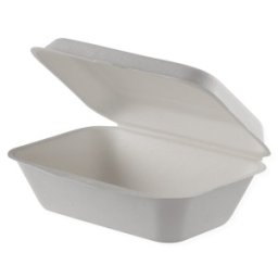 Caserole Biodegradabile din Trestie, Scoica, pentru Retail Albe 18x13 cm, 50 Bucati