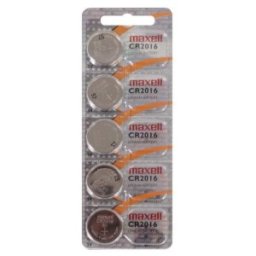 Set Baterii Tip Buton Litiu CR2016 Maxell, 3 V, 90 mAh, 5 Bucati