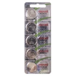 Set Baterii Tip Buton Litiu CR2025 Maxell, 3 V, 170 mAh, 5 Bucati