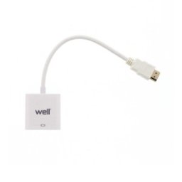 Adaptor HDMI Tata la VGA Mama, Alb, Well