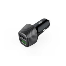 Incarcator Auto USB, 1 x 2.4A, 1 x Quick Charge, 30W, Negru, Well