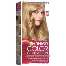 Set 3 x Vopsea de Par Permanenta cu Amoniac Garnier Color Sensation 8.0 Blond Deschis Luminos, 110 ml