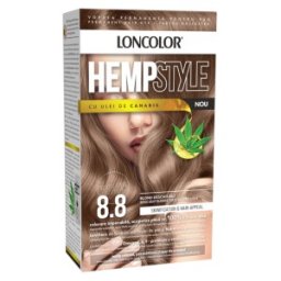 Set 2 x Vopsea de Par Permanenta Loncolor Hempstyle cu Ulei de Canabis, 8.8 Blond Deschis Bej, 100 ml