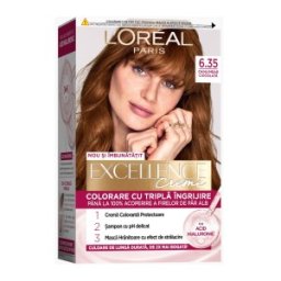 Set 2 x Vopsea de Par Permanenta cu Amoniac L'Oreal Paris Excellence Creme 6.35 Chihlimbar Ciocolata, 192 ml