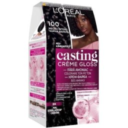 Set 2 x Vopsea de Par Semi-Permanenta fara Amoniac L'Oreal Paris Casting Creme Gloss 100 Negru Intens, 180 ml