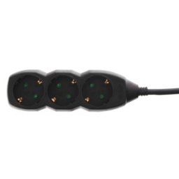 Set 2 x Prelungitor Electric 3 Prize, Negru, Sectiune Cablu 3 x 1.5mm2, Lungime 5 m, Well