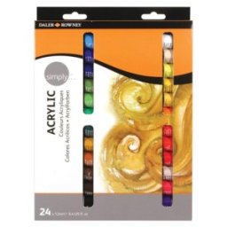 Set 2 x Culori Acrilice Simply Daler Rowney, 24 Tuburi x 12 ml