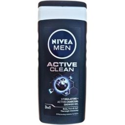 Set 3 x Gel de Dus Nivea Men Active Clean, cu Carbune Activ, 250 ml