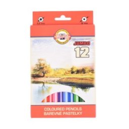 Creioane Colorate, 12 Culori, 5.6 x 10 x 175 mm, Omega Jumbo