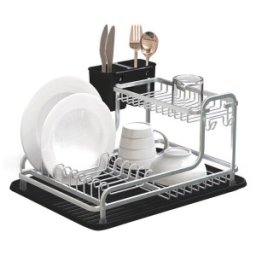 Set 2 x Suport Vase, din Aluminiu si Plastic, cu Tava si suport Tacamuri, 43 x 36 x 22.50 cm, Grunberg GR3231