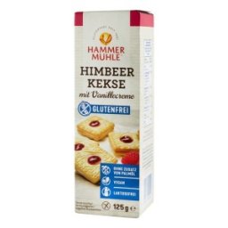 Set 2 x Biscuiti fara Gluten, cu Zmeura si Crema de Vanilie, 125 g, Hammer Muhle