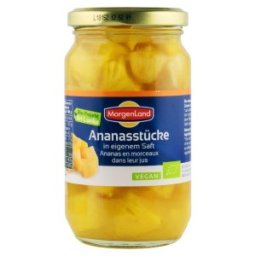 Set 2 x Compot de Ananas BIO, Bucati in Suc Propriu, 350 g, Morgenland
