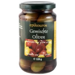 Set 2 x Masline Mixte cu Samburi in Saramura, Bio, 320 g, Epikouros