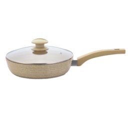 Tigaie Crem, Aluminiu 24 cm, Interior Ceramica Marmorata, Grunberg