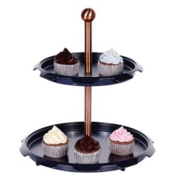 Set 2 x Suport pentru prajituri, din Metal si Plastic, cu doua niveluri, 30 x 30 x 32 cm, Grunberg GR3230