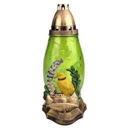 Set 2 x Candela din Sticla cu Decoratiune Pasti, Pui