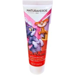 Set 4 x Pasta de Dinti Naturaverde Kids Tom & Jerry, cu Aroma de Capsuni, pentru Copii, 75 ml