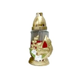 Set 5 x Candela din Sticla cu Decoratiuni de Pasti, Diverse Modele, Pui, Iepure si Miel