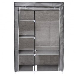 Dulap Haine Textil 105 x 45 x 160 cm, Blueberg, Structura Metalica